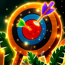 Forest Fortune Target gameplay showing archery target with multipliers and flying arrow on fire